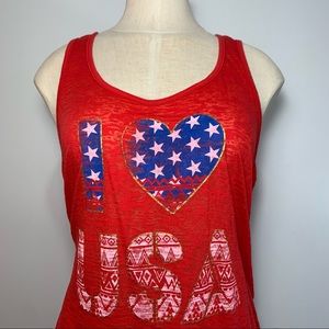 Made In USA Burnout Tank Top w/ I ♥️ USA Logo.